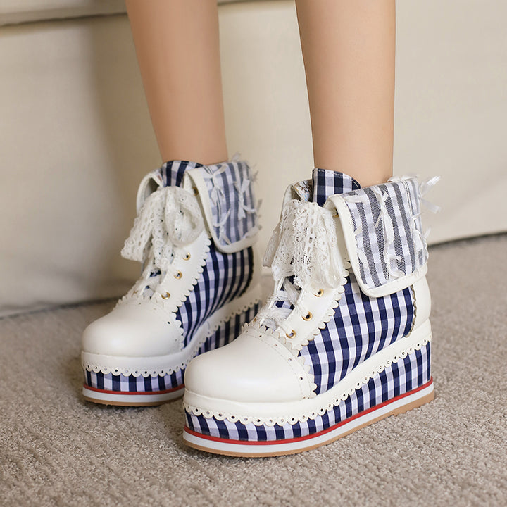 Anime Costume Vintage Lace Wedge Boots