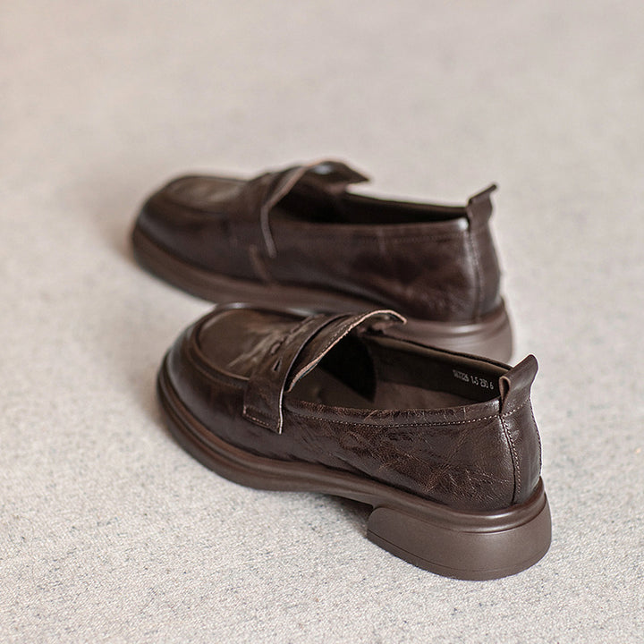 Classic Women's Loafers – Ruched Leather Sole Casual Shoes