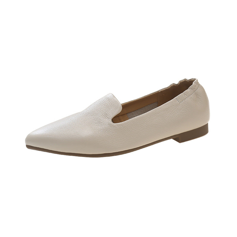 Comfortable Women's Leather Slip-On Flats – Pointed-Toe Everyday Shoes