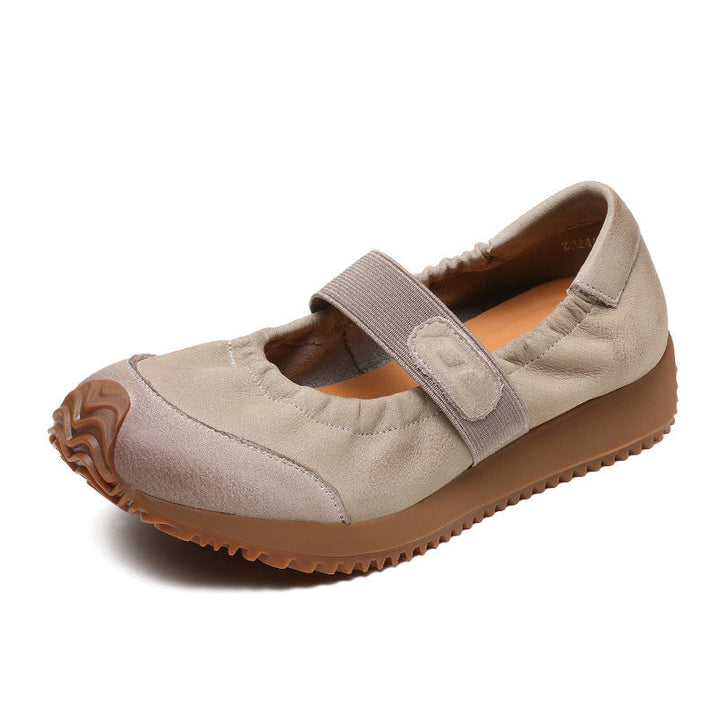 Women's Elastic Comfort Loafers - Genuine Leather Flat with Soft Sole
