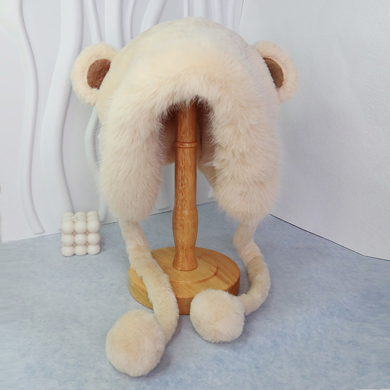 Bear Ear Fluffy Bonnet Hat