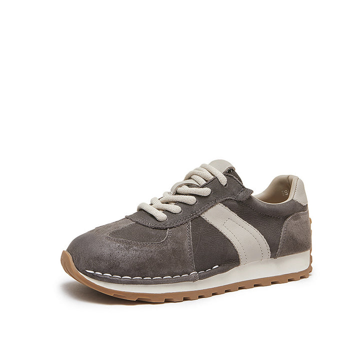 Women's Leather Patchwork Sneakers Comfortable Soles Suede Causal Sport Shoes