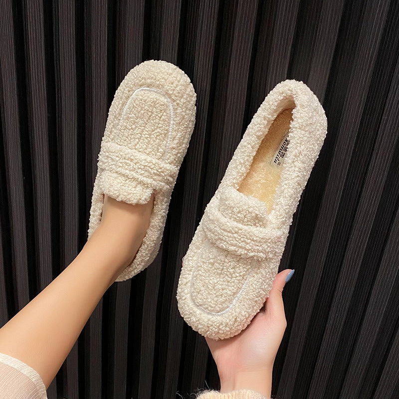Women Cute Winter Warm & Soft Plush Fur Loafers Shoes