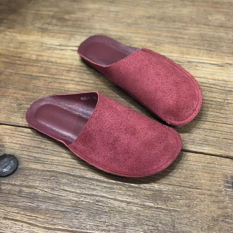 Women's Leather Minimalist Slant Cut Comfort Mule Shoes