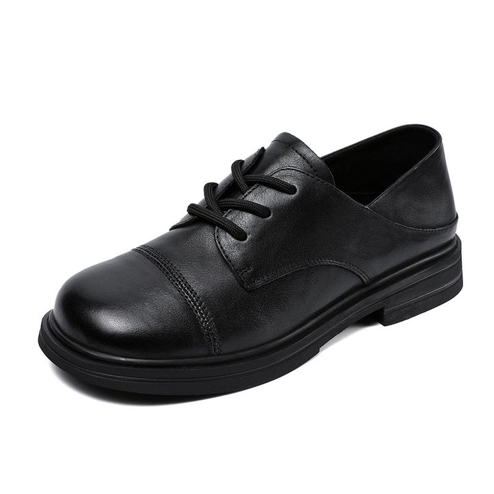 Women's Comfortable Vintage Leather Lace-Up Round-Toe Everyday Shoes