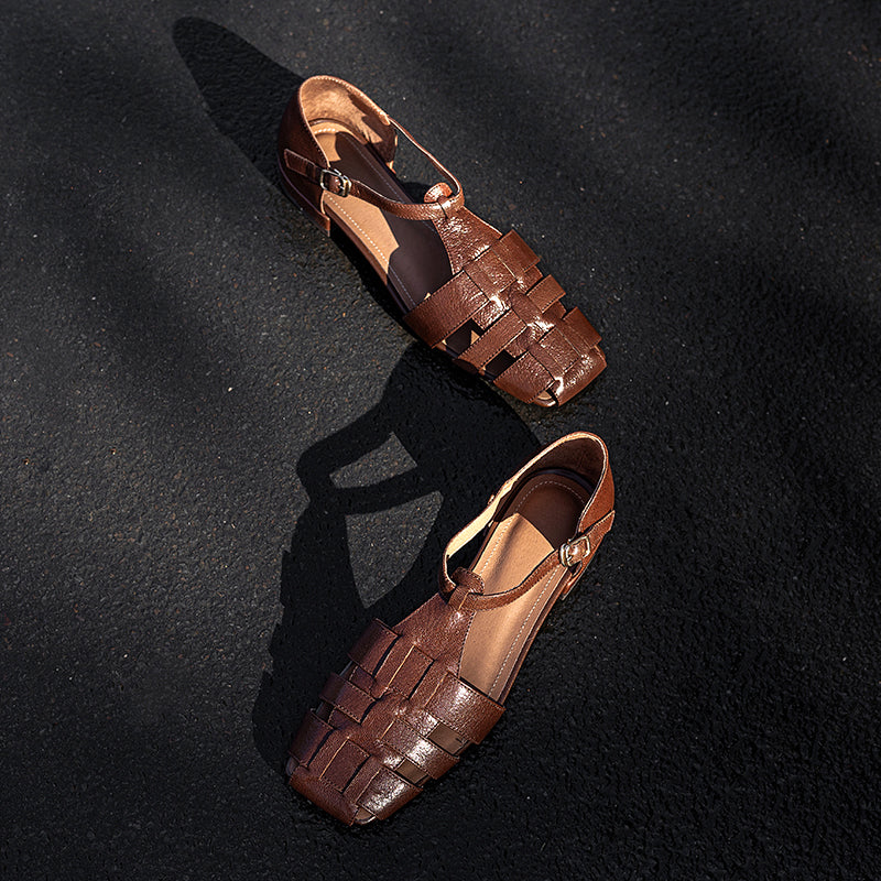 Clearance Sale Artisanal Genuine Leather Fisherman Sandals – Closed Toe Comfort Shoes for Women