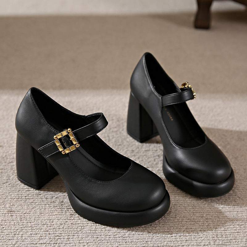 Women's Mary Jane Heels – Chunky Round Toe Stylish Dress Shoes