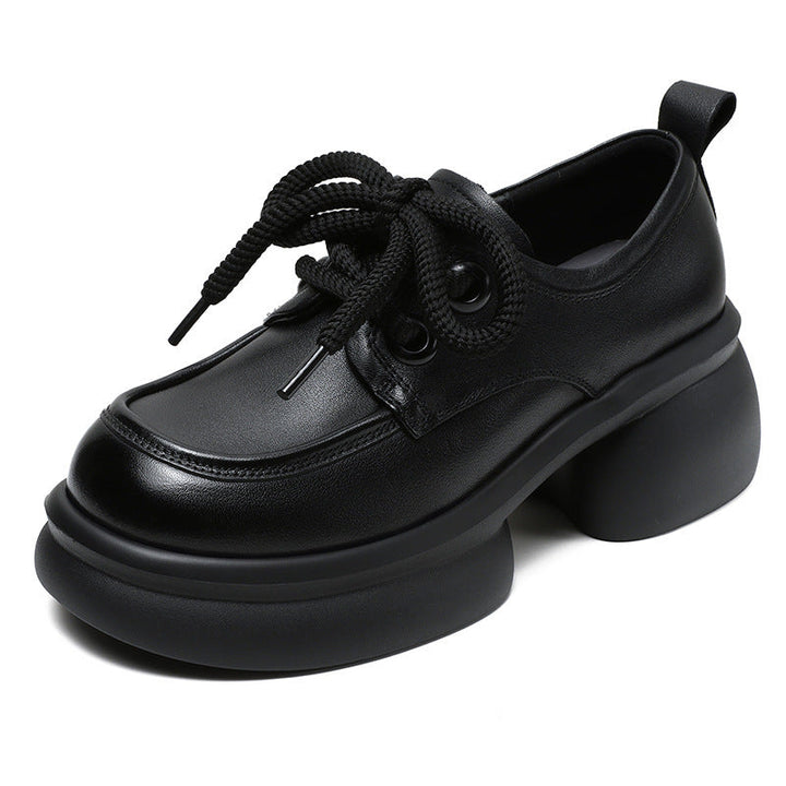 Women's Casual Platform Shoes – Lightweight Genuine Leather Lace-Up Design