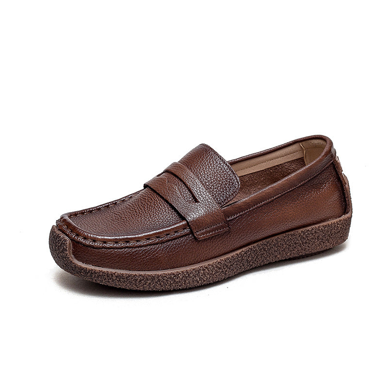 Women’s Leather Slip-On Moccasins – Retro Flat Comfortable Shoes