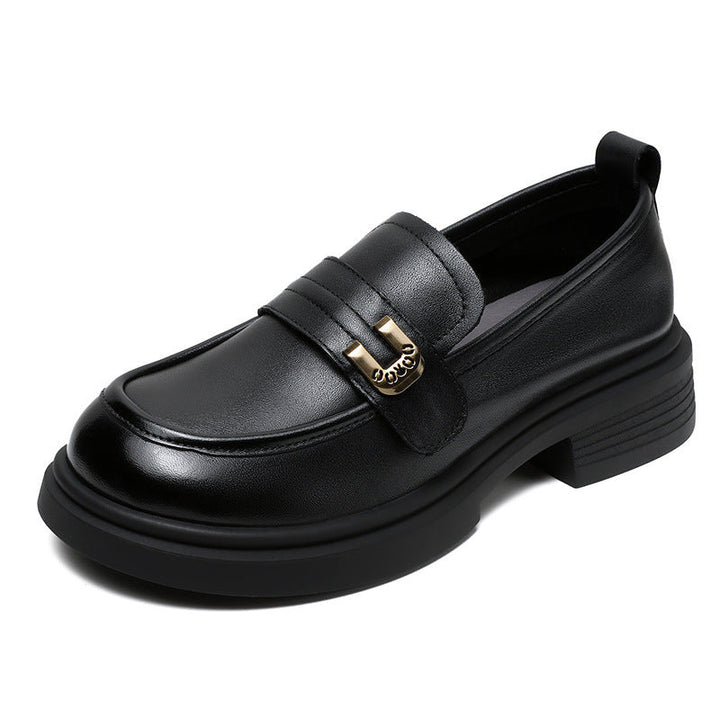 Women's Soft Leather Low Heel Loafers – Comfortable Everyday Slip-On Shoes
