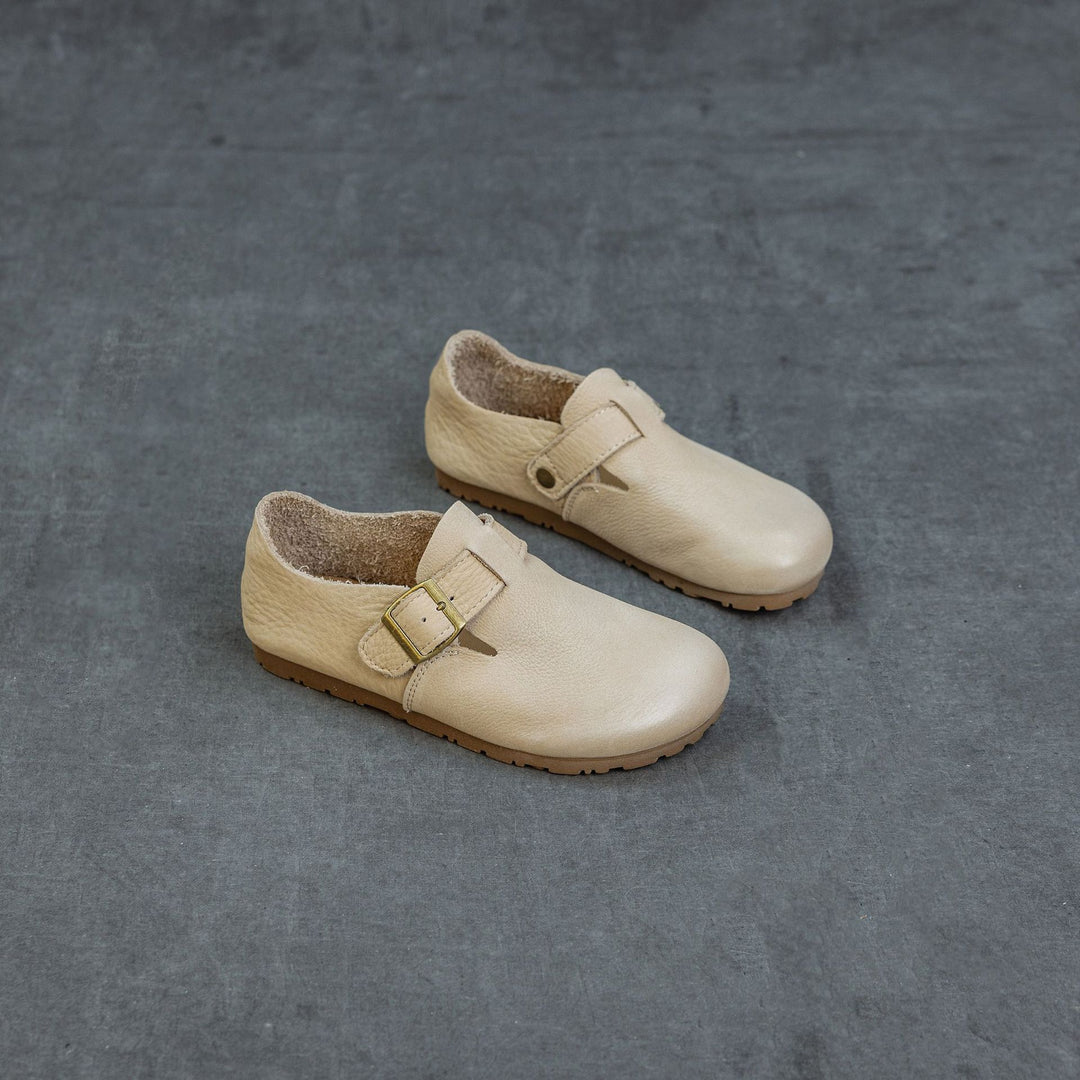 Women's Soft Leather Birkenstock Clogs - Round Toe Adjustable Buckle Strap Slip-On Flat Loafers