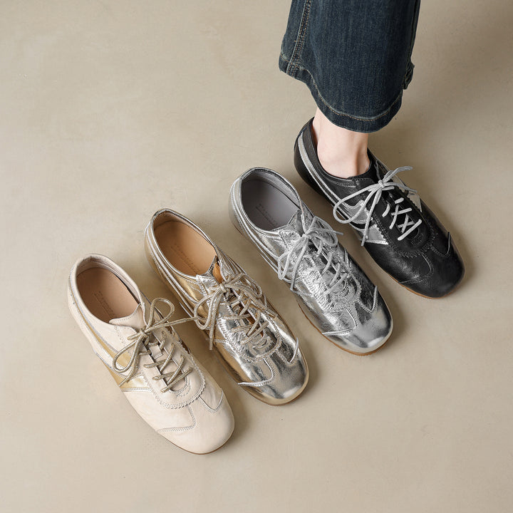 Women’s Soft Leather Flat Sneakers – Stylish Comfortable Casual Shoes