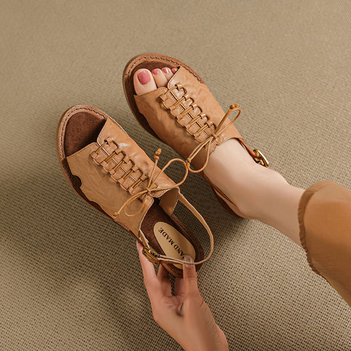Women's Handmade Leather Boho Style Flat Comfort Open Toe Sandals