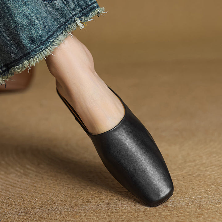 Women's Handmade Leather Minimalist Flat Comfort Mule Shoes