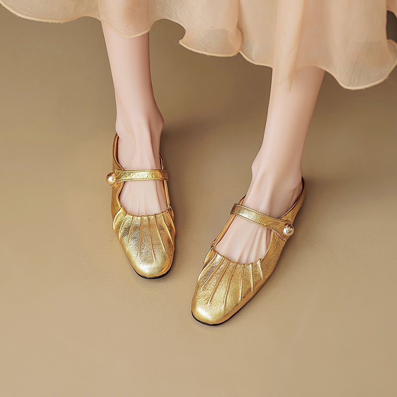Women's Shell Pattern Buckle Comfort Mule Shoes