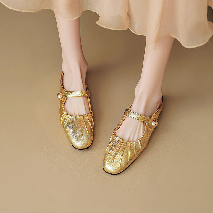 Women's Shell Pattern Buckle Comfort Mule Shoes