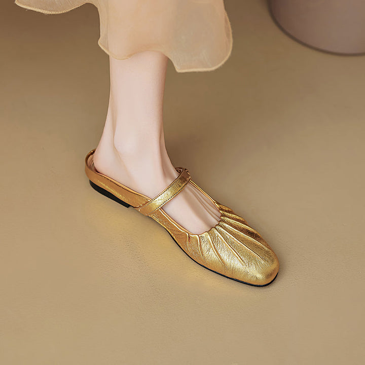 Women's Shell Pattern Buckle Comfort Mule Shoes