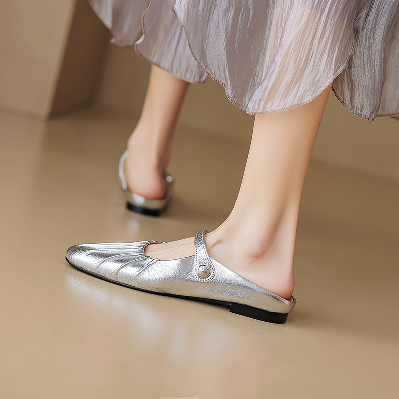 Women's Shell Pattern Buckle Comfort Mule Shoes