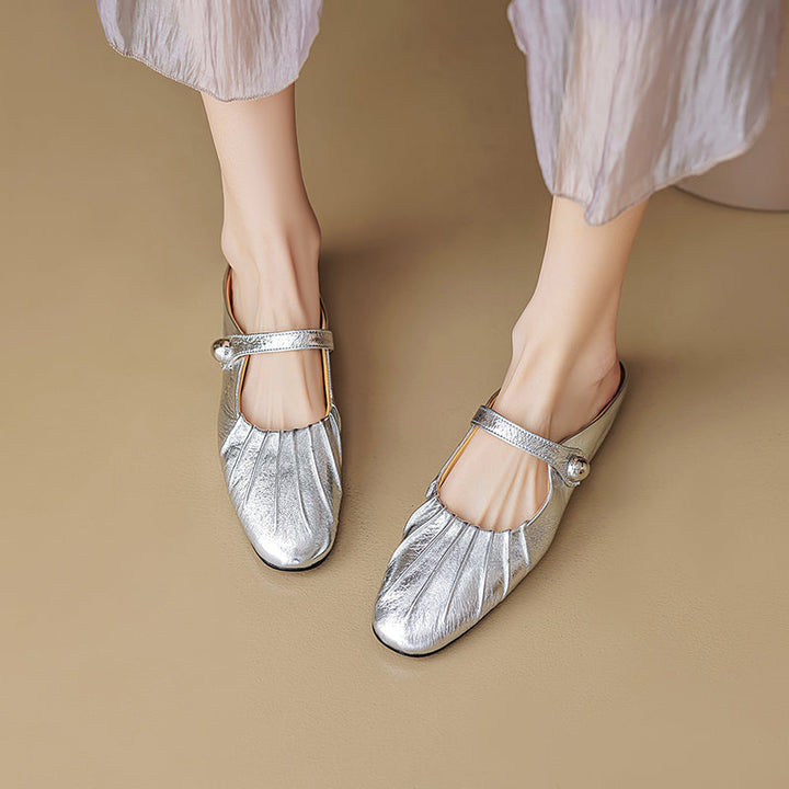 Women's Shell Pattern Buckle Comfort Mule Shoes