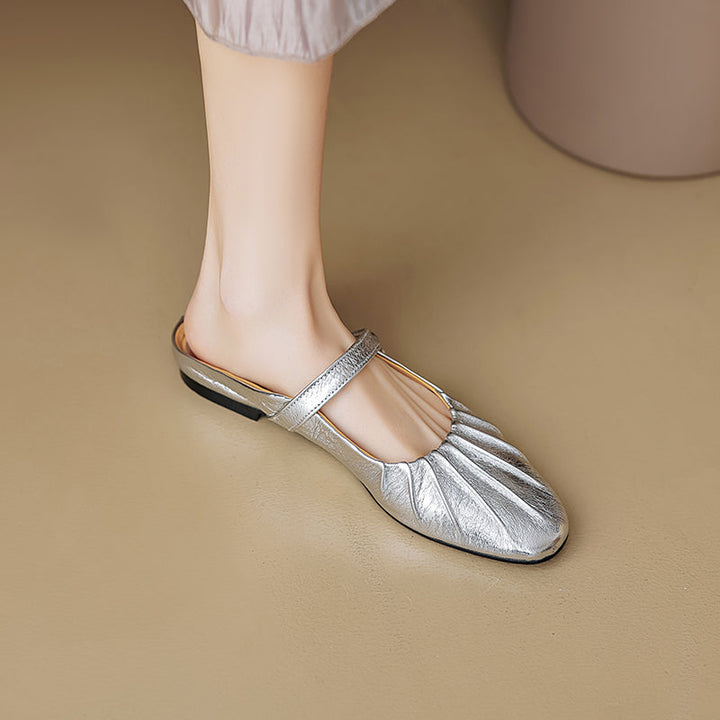 Women's Shell Pattern Buckle Comfort Mule Shoes