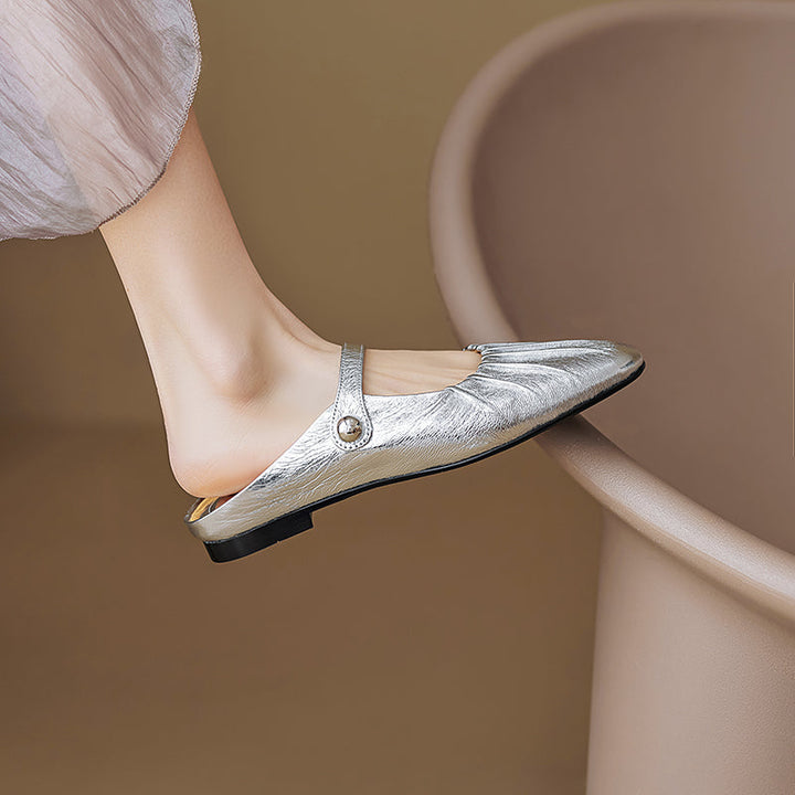 Women's Shell Pattern Buckle Comfort Mule Shoes