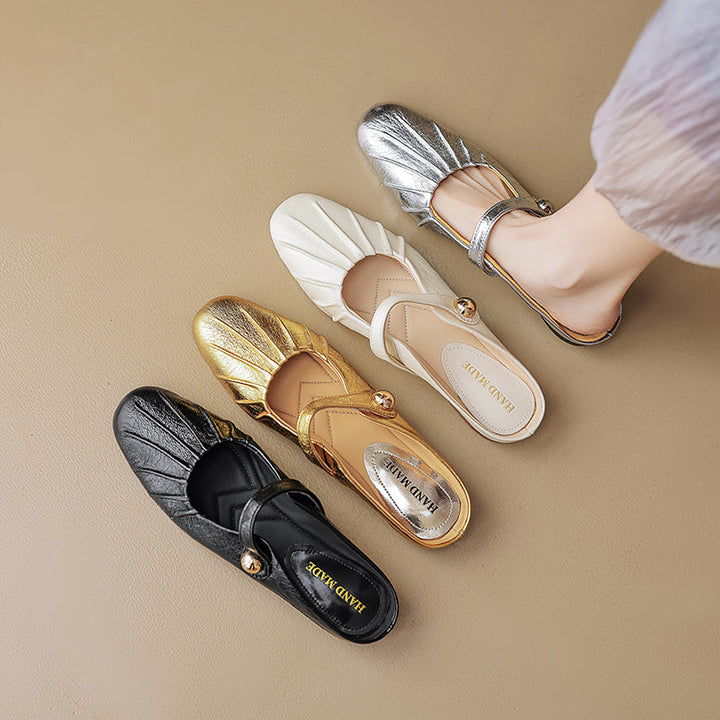 Women's Shell Pattern Buckle Comfort Mule Shoes