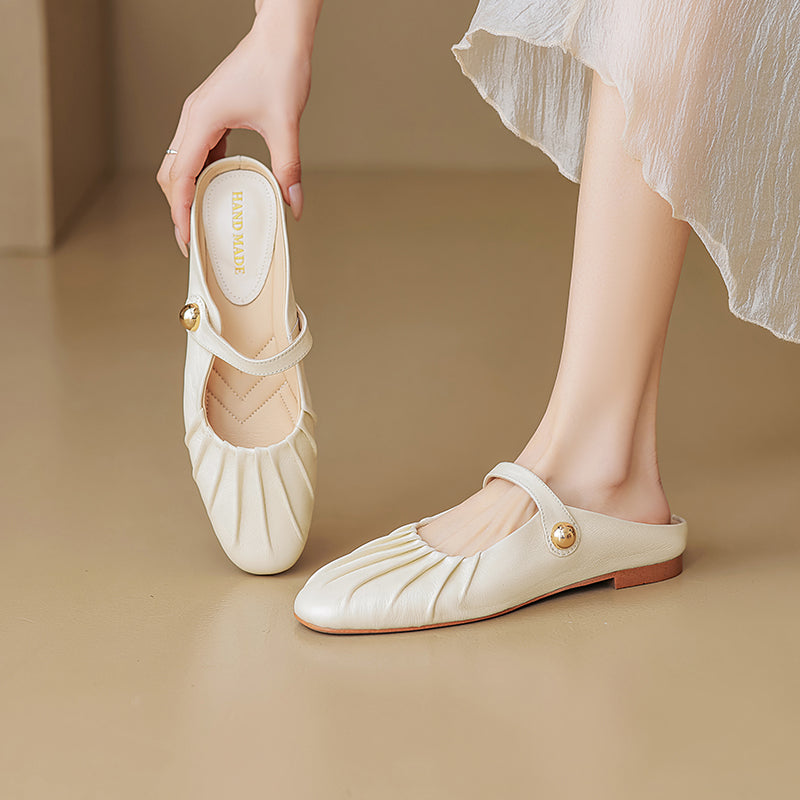 Women's Shell Pattern Buckle Comfort Mule Shoes