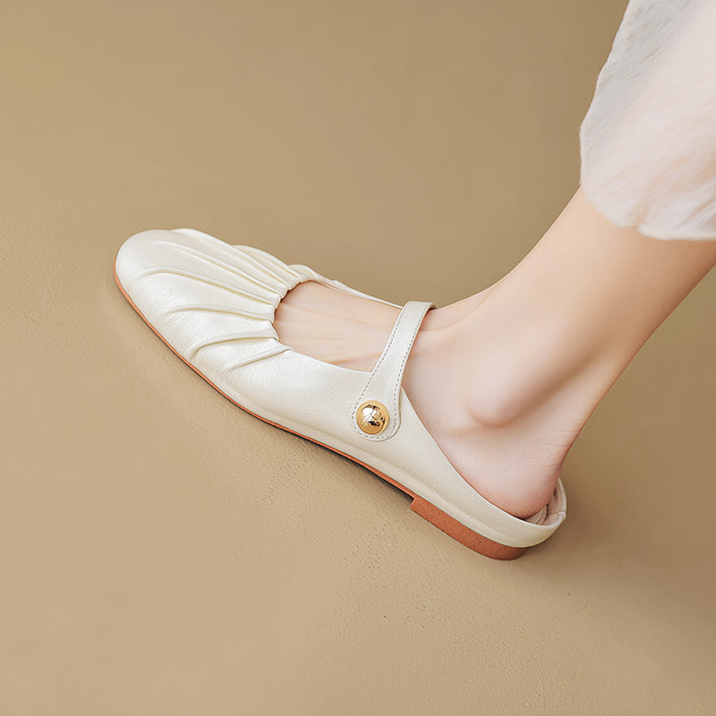 Women's Shell Pattern Buckle Comfort Mule Shoes