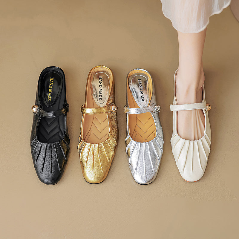 Women's Shell Pattern Buckle Comfort Mule Shoes
