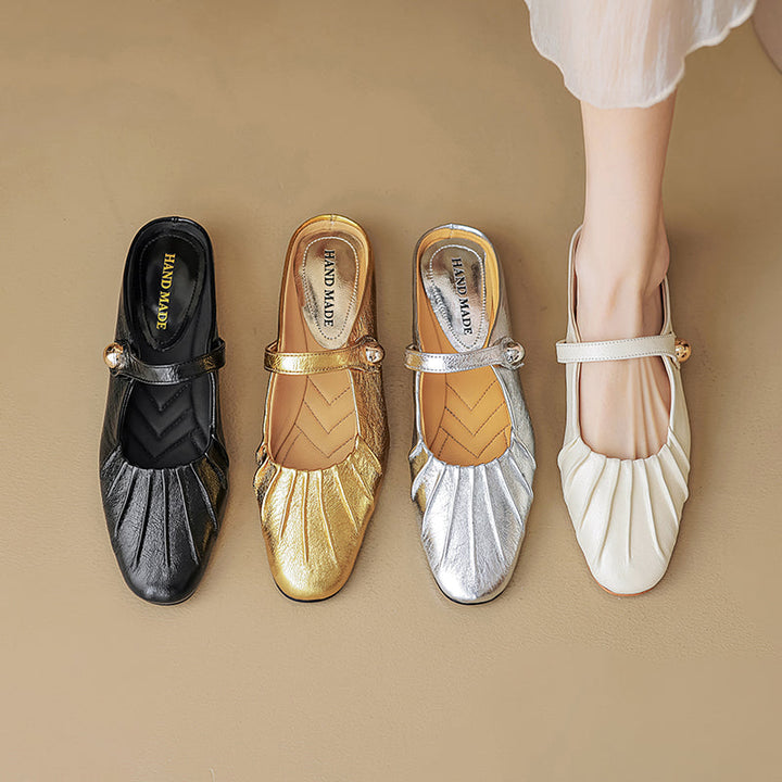 Women's Shell Pattern Buckle Comfort Mule Shoes