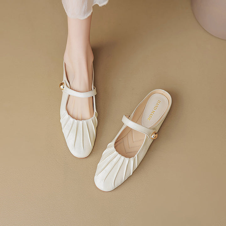 Women's Shell Pattern Buckle Comfort Mule Shoes