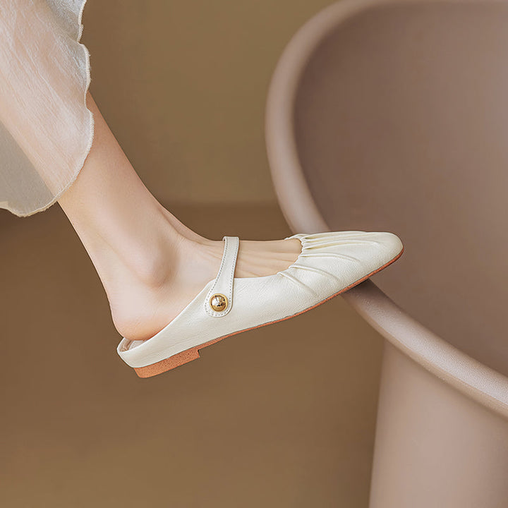 Women's Shell Pattern Buckle Comfort Mule Shoes