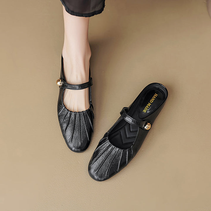 Women's Shell Pattern Buckle Comfort Mule Shoes