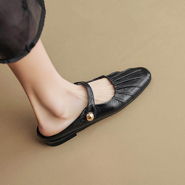 Women's Shell Pattern Buckle Comfort Mule Shoes
