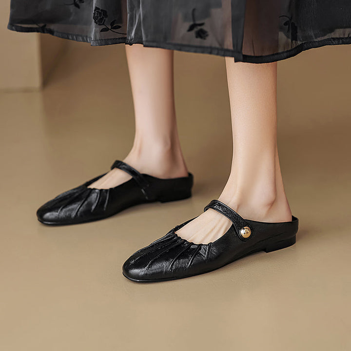 Women's Shell Pattern Buckle Comfort Mule Shoes
