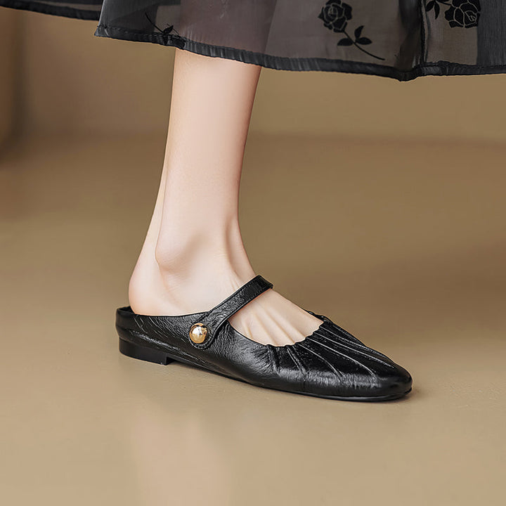 Women's Shell Pattern Buckle Comfort Mule Shoes
