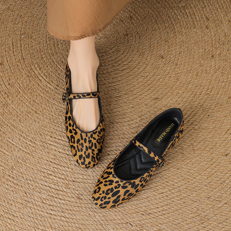 Women’s Office Casual Horse Hair Mary Jane Flats Ballet Flats