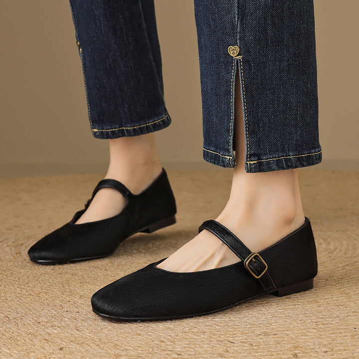 Women’s Office Casual Horse Hair Mary Jane Flats Ballet Flats