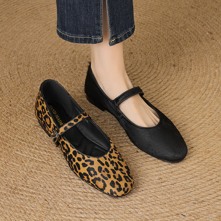 Women’s Office Casual Horse Hair Mary Jane Flats Ballet Flats