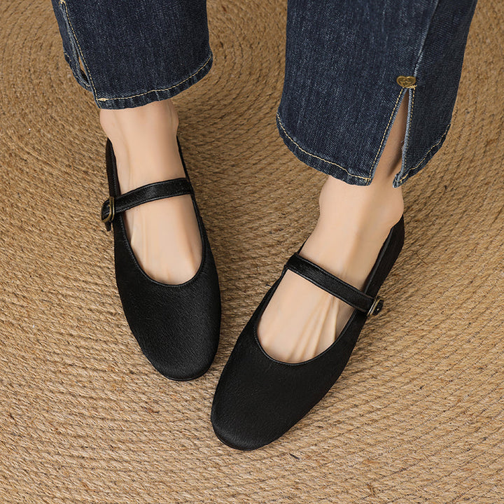 Women’s Office Casual Horse Hair Mary Jane Flats Ballet Flats