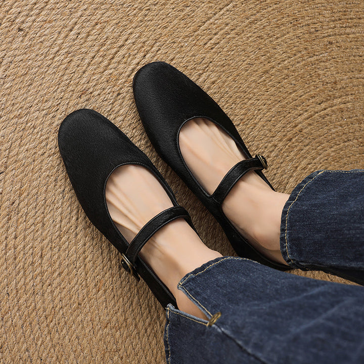Women’s Office Casual Horse Hair Mary Jane Flats Ballet Flats