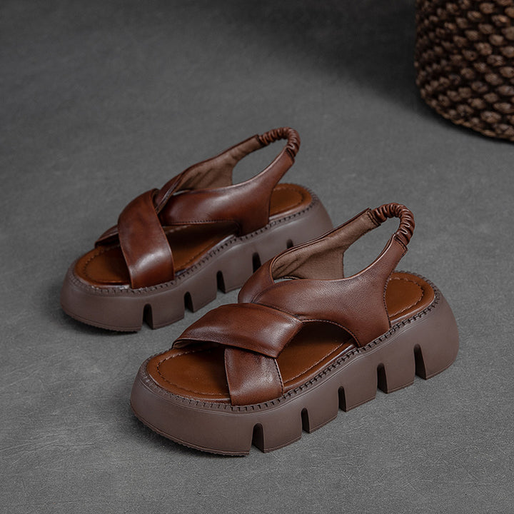 Women's Leather Summer Platform Casual Sandals