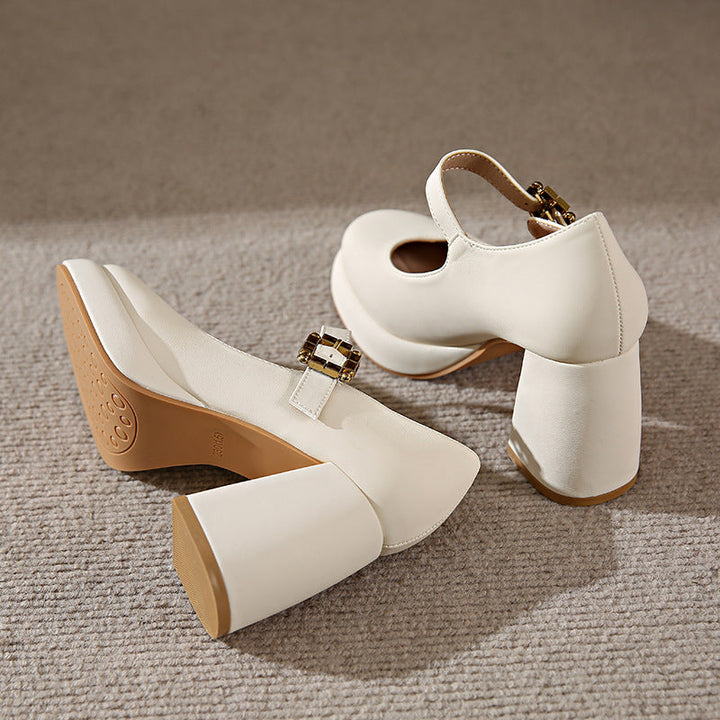Women's Mary Jane Heels – Chunky Round Toe Stylish Dress Shoes