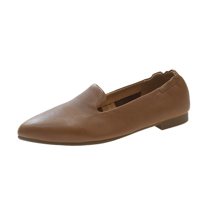 Comfortable Women's Leather Slip-On Flats – Pointed-Toe Everyday Shoes