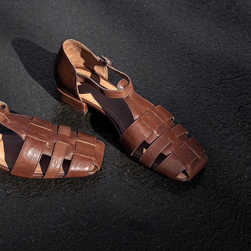 Clearance Sale Artisanal Genuine Leather Fisherman Sandals – Closed Toe Comfort Shoes for Women