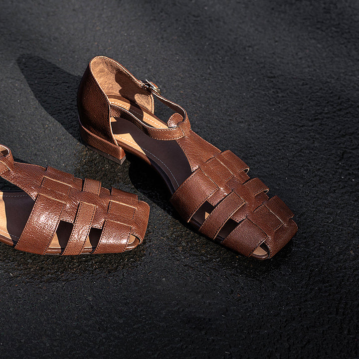 Clearance Sale Artisanal Genuine Leather Fisherman Sandals – Closed Toe Comfort Shoes for Women