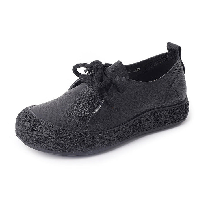 Women's Retro Outdoor Style Leather Sneakers - Breathable Microfiber Lined Walking Shoes