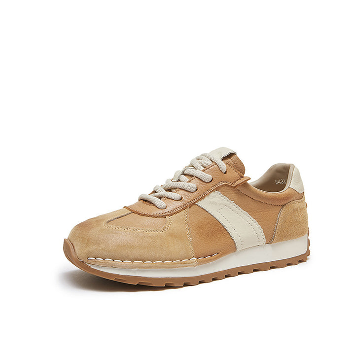 Women's Leather Patchwork Sneakers Comfortable Soles Suede Causal Sport Shoes
