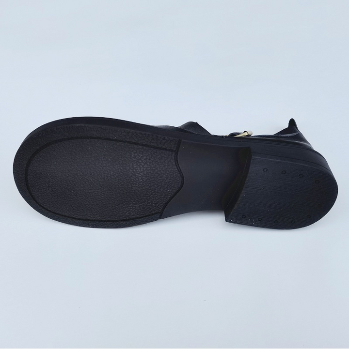 Clearance Sale Women's Leather Closed Toe Round Sandals $49.99 - Black/US8/CN39/245