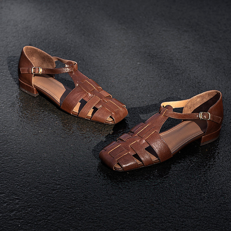 Clearance Sale Artisanal Genuine Leather Fisherman Sandals – Closed Toe Comfort Shoes for Women